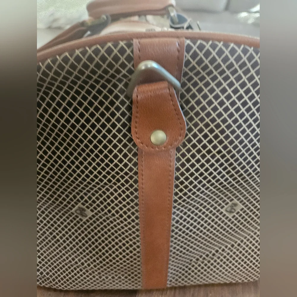 Bg Brown Leather Accent Travel Duffel Bag
